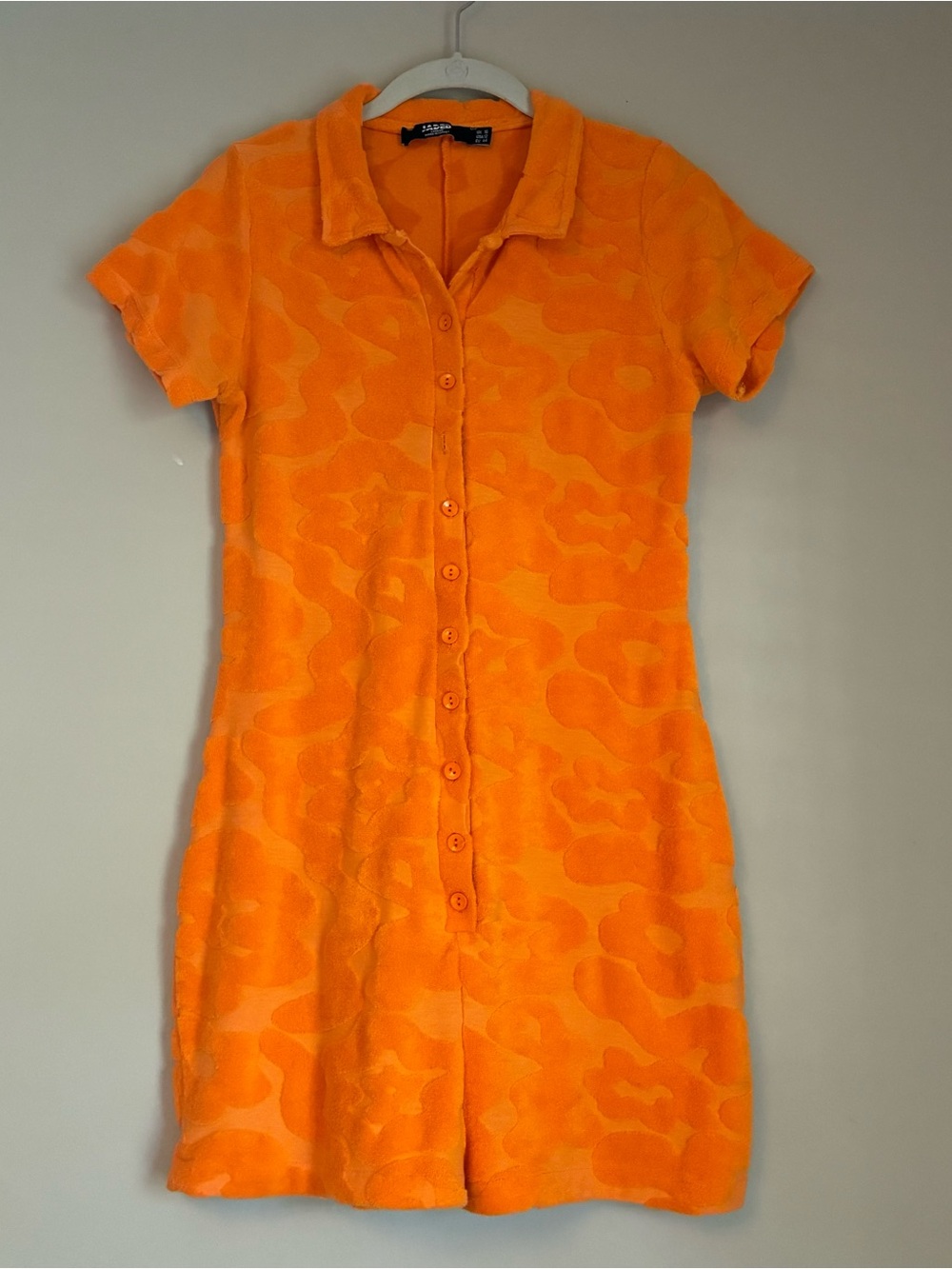 Zara Orange Button-Front Short Sleeve Dress